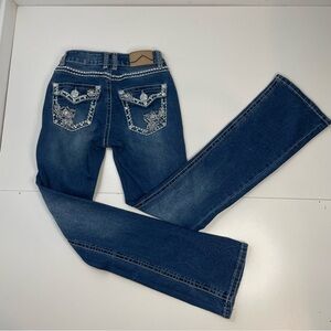 Jack David Women Coastal Cowgirl Bootcut Low Rise Y2K Rhinestone Jeans sz 1